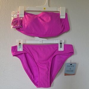 Shade & Shore Strapless Hot Pink Bikini with Strap Attachments